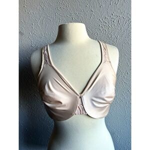 Olga 35902 Women's 36D Satin Beige Bra Lace Detail Smooth Cups